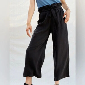 Back Beat Co Tencel Wide Leg Paperbag Ankle Black Pants size XS
